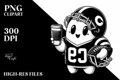 Ghost with Football Helmet Holding Coffee PNG Product Image 1