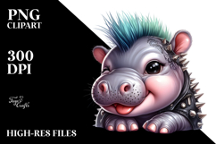 Cute Baby Hippo, High-Res PNG Product Image 2