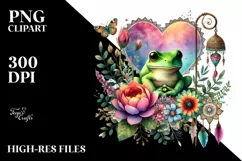 Adorable Frog Holding Heart PNG Product Image 2