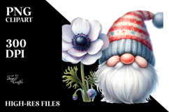 Cute Gnome with Anemone PNG Product Image 2
