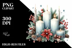 Washed Watercolor Christmas Candles PNG Product Image 1
