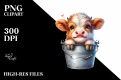 Watercolor Highland Cow Bucket Sticker | Sublimation | Product Image 3