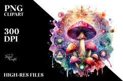 Vibrant Magical Celestial Mushroom with Tarot, PNG Product Image 2