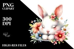 Colorful Cute Sleeping Rabbit Watercolor Clipart Product Image 3