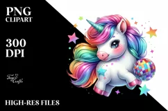 Colorful Baby Unicorn in Disco, PNG Product Image 1