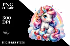 Colorful Unicorn in Disco PNG Product Image 3