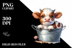 Watercolor Highland Cow Bucket Sticker | Sublimation | Product Image 1