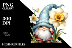 A Cute Watercolor GNOME with Big Hat, PNG Product Image 2