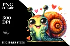 Funny Snail Portrait with Love Sign | Clipart Product Image 3