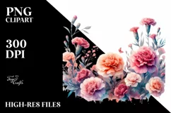 Abstract Watercolor Frame with Carnation | Clipart Product Image 3