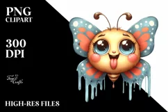 Funny Cute Butterfly Portrait | Watercolor Clipart Product Image 1