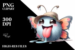 Butterfly Dripping Tongue Out | Clipart Product Image 3