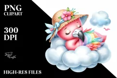 Cute Baby Flamingo Sleeping on the Cloud Product Image 3