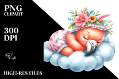 Cute Baby Flamingo Sleeping on the Cloud Product Image 2