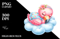 Cute Baby Flamingo Sleeping on the Cloud Product Image 2