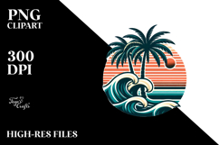 Retro Tropical Tree Waves, Clipart PNG Product Image 2