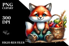 Baby Fox with Vegetables | Sublimation | Clipart Product Image 1