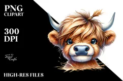 Highland Cow with Hay Straw, PNG Product Image 2