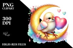 Boho Chicken Holding Heart PNG Product Image 2
