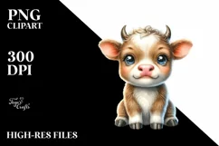 Watercolor Highland Cow Moon Sticker | Sublimation | Clipart Product Image 1