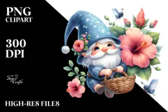 Floating Gnome with Hibiscus, Transparent PNG Product Image 2