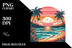 Retro Tropical Beach Sunset Clipart Product Image 2