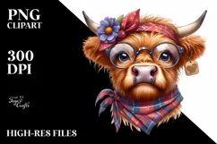 Cow Goofy Flower Cow Portrait | Clipart Product Image 1