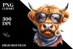 Cow Goofy Flower Cow Portrait | Clipart Product Image 3