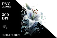 Lily with Metallic Insertions, Watercolor PNG Product Image 2