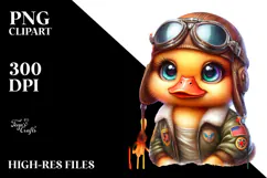 Vibrant Baby Duck with Aviator Suit PNG Product Image 2