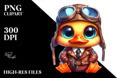 Vibrant Baby Duck with Aviator Suit PNG Product Image 2