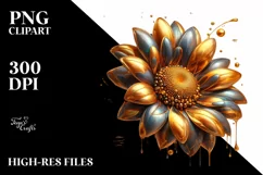 Glossy Sunflower with Golden Insertions | Clipart Product Image 3