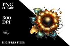 Glossy Sunflower with Golden Insertions | Clipart Product Image 1