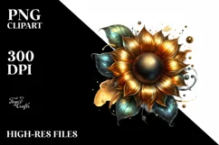 Glossy Sunflower with Golden Insertions | Clipart Product Image 1
