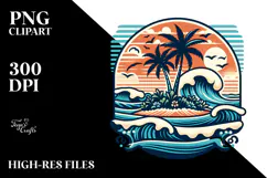Vintage Tropical Island Waves, 20 oz Tumbler Product Image 2