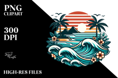 Vintage Tropical Island Waves Clipart, 20 oz Tumbler Product Image 2
