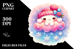 Vintage Cloud with Snowflakes PNG Product Image 2