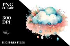 Vintage Cloud with Snowflakes PNG Product Image 2
