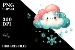 Vintage Cloud with Snowflakes PNG Product Image 2