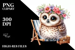 Young Owl with Flowers Beach Chair Product Image 3
