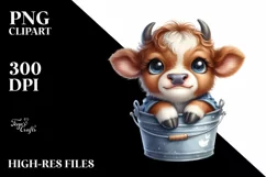 Watercolor Highland Cow Bucket Sticker | Sublimation | Product Image 3