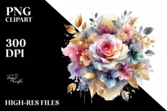 Colorful Bouquet with Rose Splash | Sublimation | Clipart Product Image 3