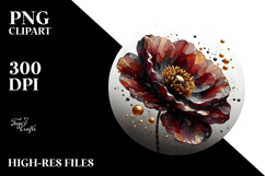 Glossy Poppy with Golden Insertions, -Like Material, PNG Product Image 2