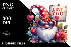 Valentine's Gnome with Heart Sunglasses, High-Res PNG Product Image 2