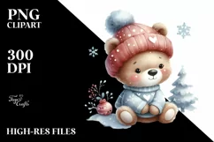 Cute Baby Bear Watercolor PNG Product Image 1