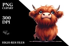 Happy Highland Cow Clipart, High-Res PNG Product Image 1