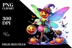 Fairy with Pumpkin in Style PNG Product Image 3