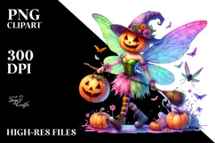 Fairy with Pumpkin in Style PNG Product Image 2
