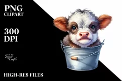 Watercolor Highland Cow Bucket Sticker | Sublimation | Product Image 1