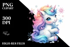 Colorful Baby Unicorn with Snowflake Product Image 1